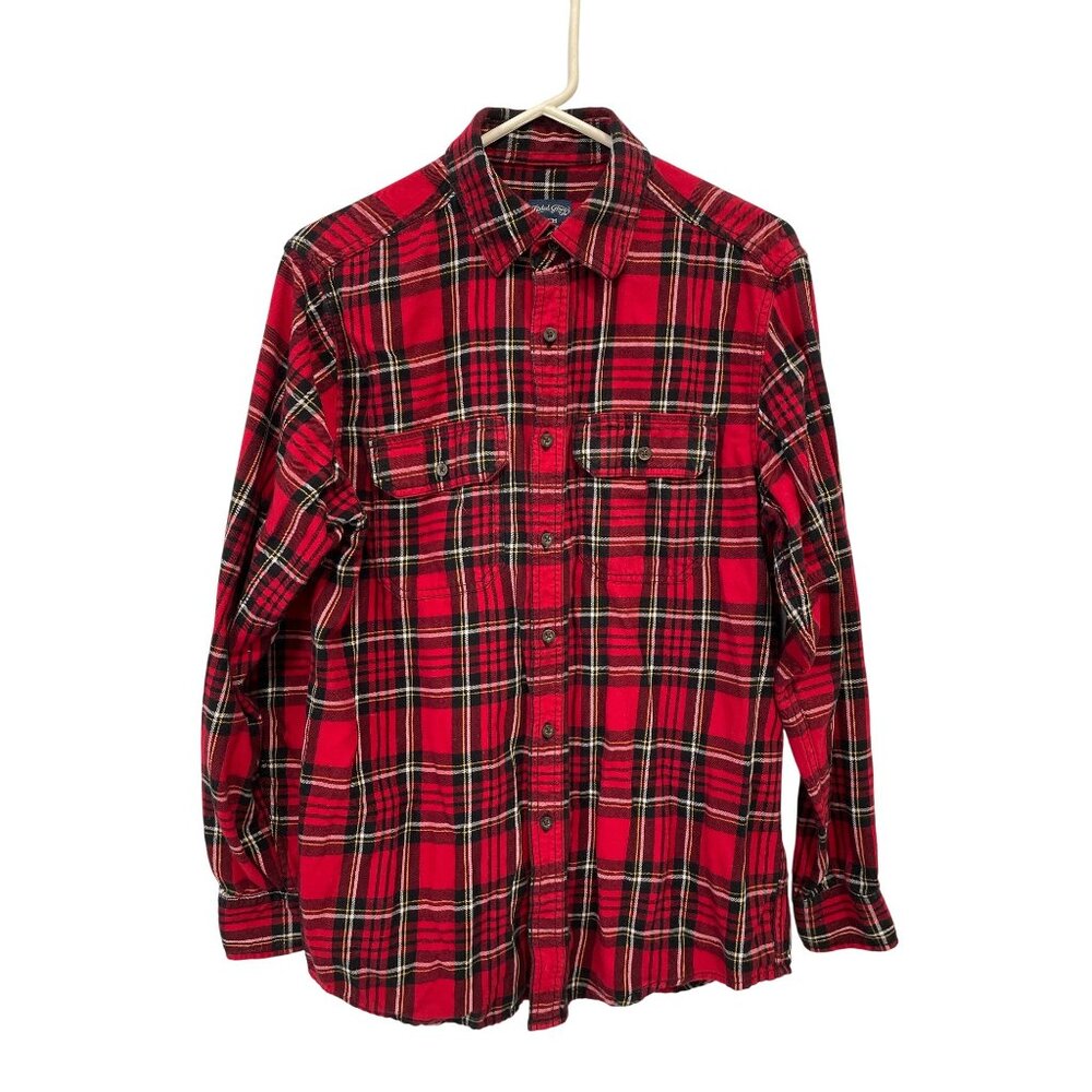 Faded Glory Shirt Size Small Plaid Flannel Button Up Red Black Preppy Lumberjack